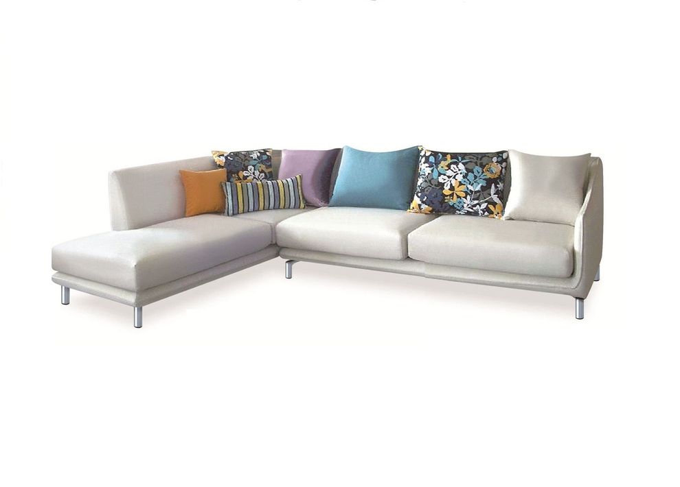 White modern low-profile white fabric sectional by New Spec
