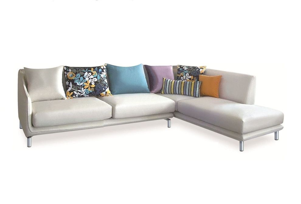 White Modern low-profile white fabric sectional by New Spec
