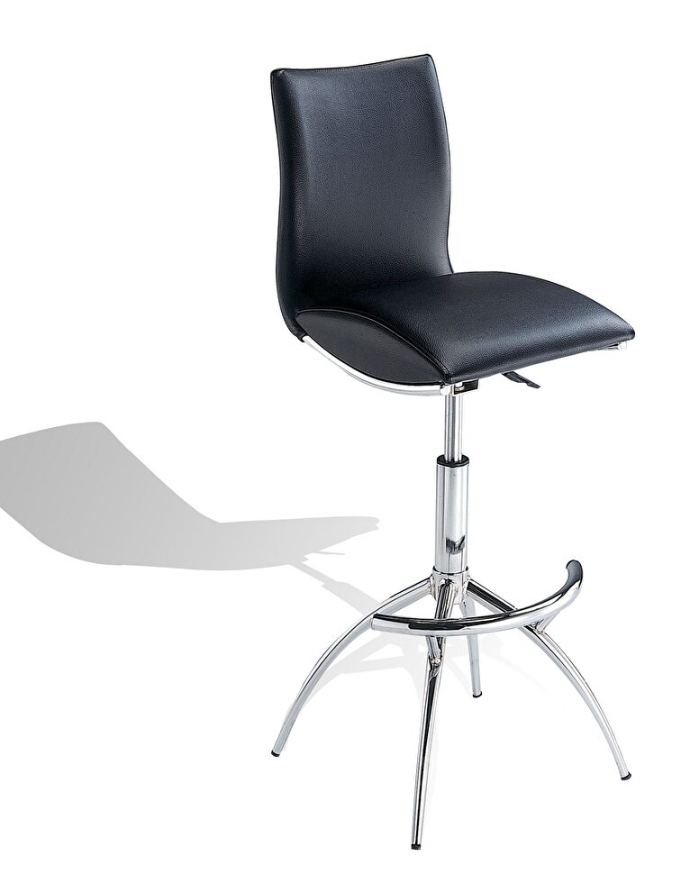 Contemporary pair of black leatherette bar stools by New Spec