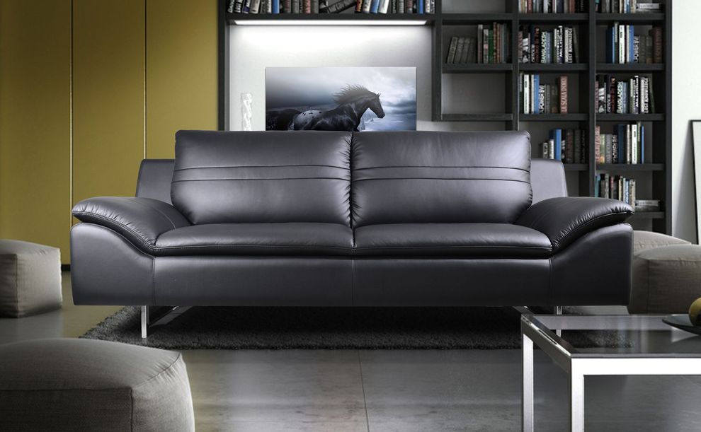 Ultra-modern sofa + loveseat set in gray leather by New Spec