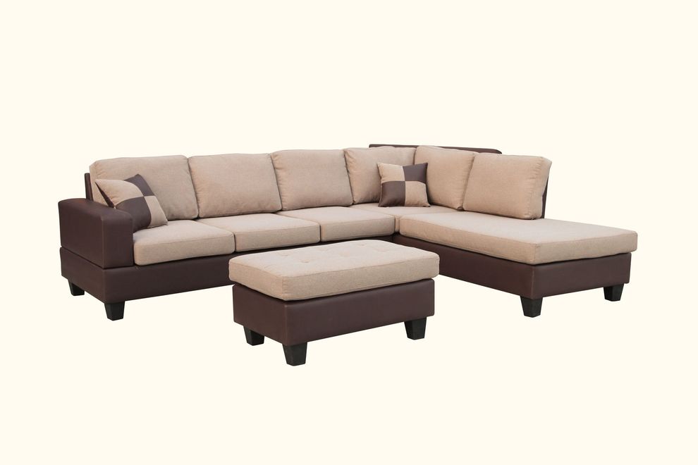 Two-toned brown/beige contemporary sectional by New Spec