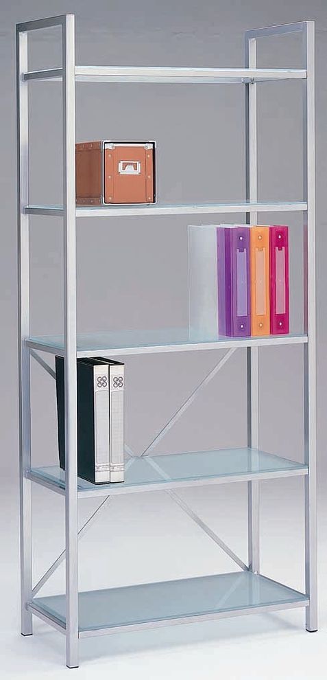 White glass / silver bookshelf by New Spec