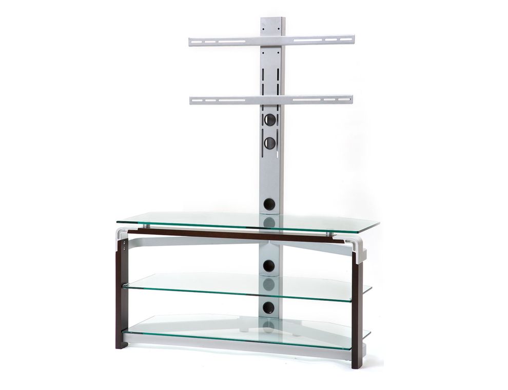 Clear glass tv stand w/ tv mounts by New Spec