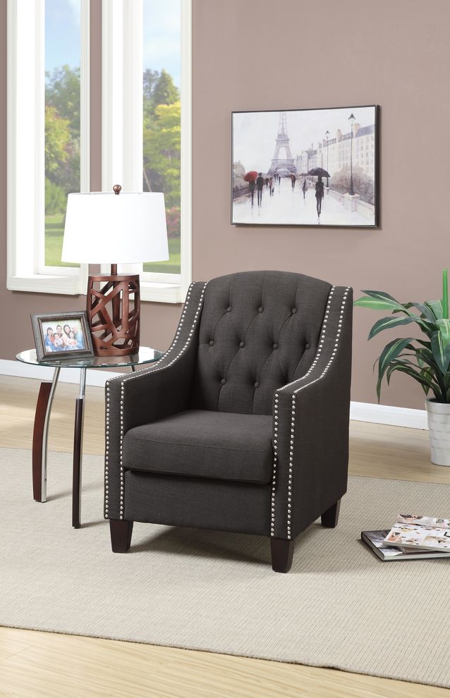 Ash black dorris fabric elegant tufted back chair by Poundex