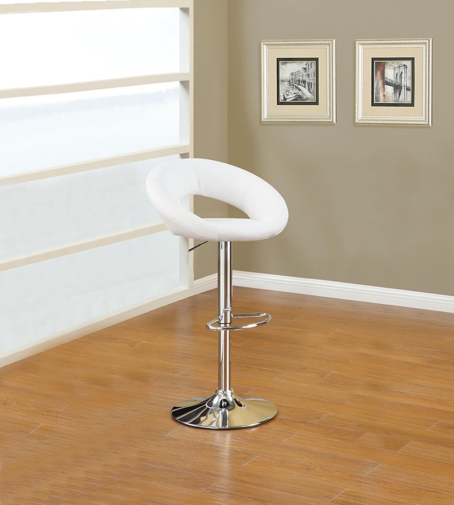 Swivel white bar stool by Poundex