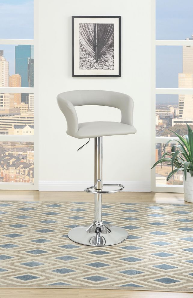 Chrome base bar stool in light gray by Poundex