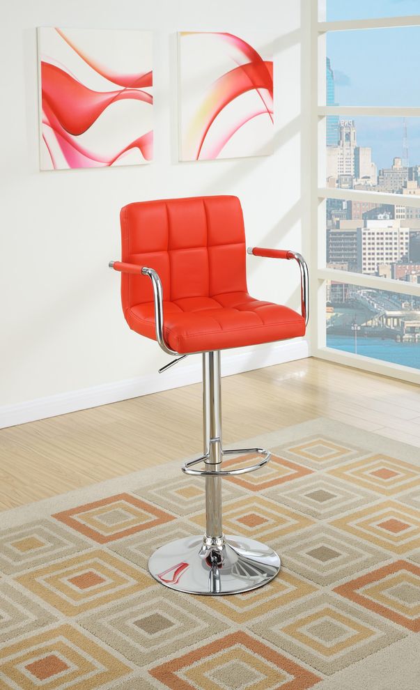 Modern bar stool in red/chrome by Poundex