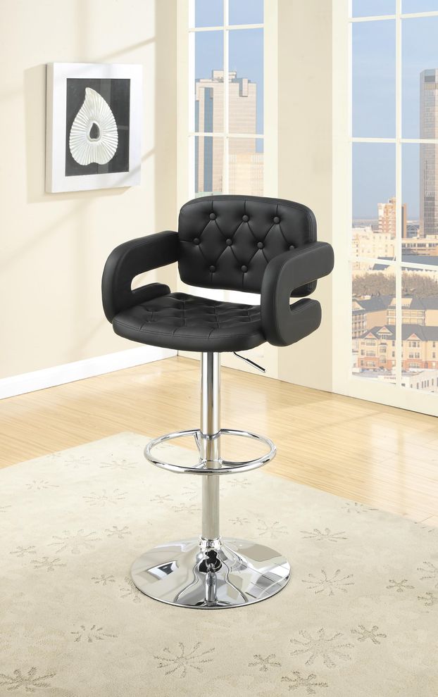 Tufted back and seat black bar stool by Poundex