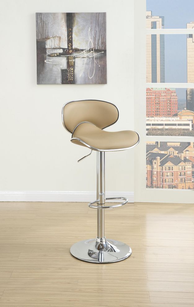 Bar stool in brown with chrome base and leg by Poundex