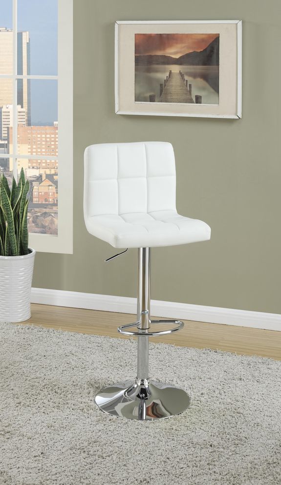 Modern Bar Stool in white with chrome base by Poundex