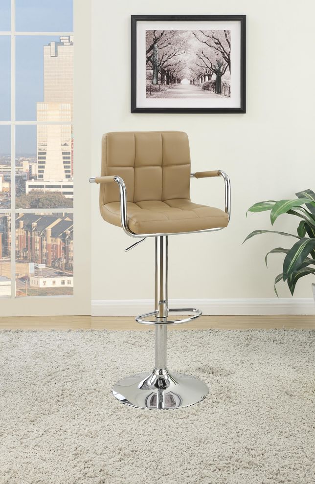 Modern bar stool in brown/chrome by Poundex