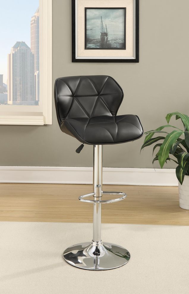 Modern bar stool in black leatherette by Poundex