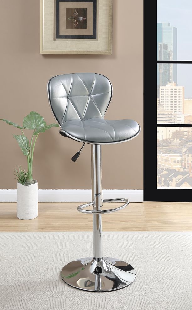Modern bar stool in silver by Poundex