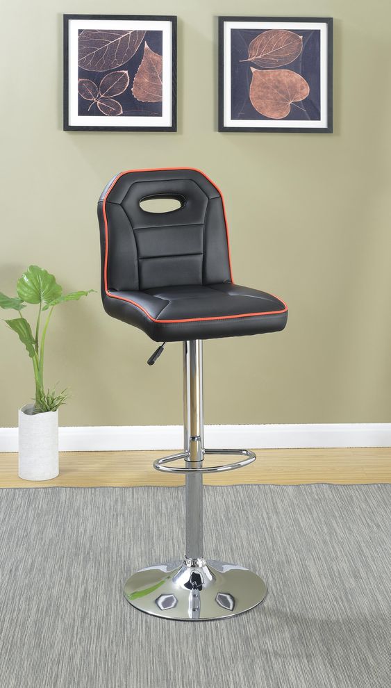 Swivel black barstool w/ adjustable height by Poundex