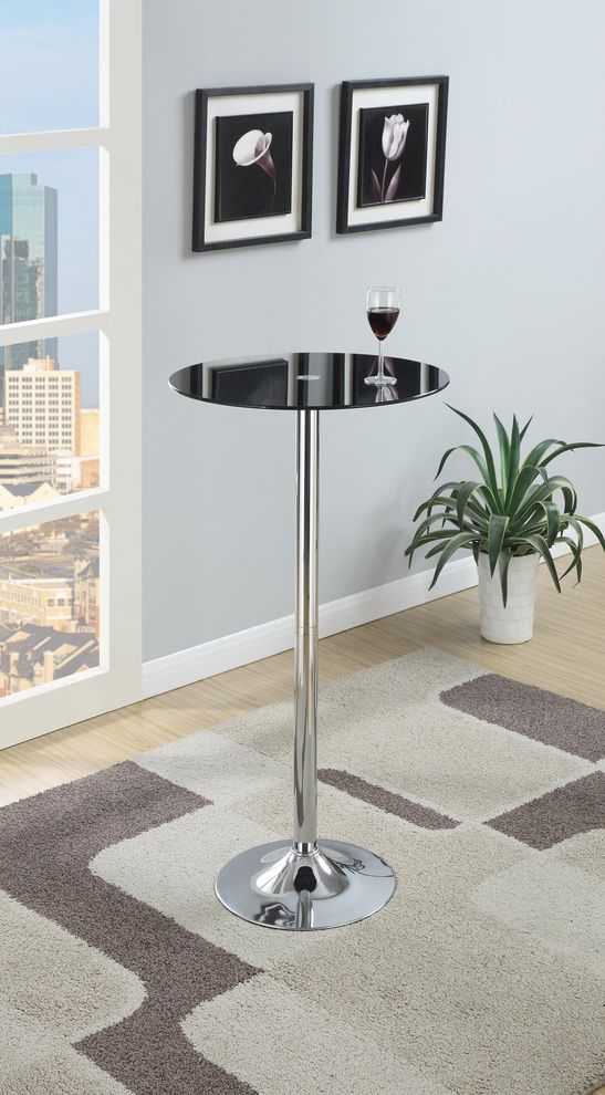 Round black glass bar table by Poundex