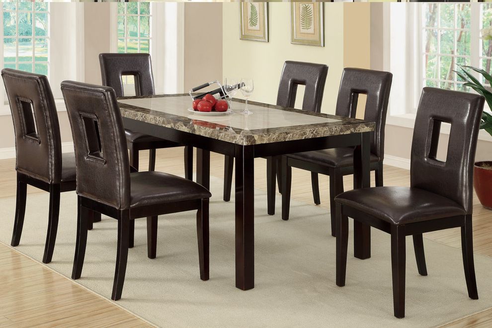 Faux marble top casual style dining table by Poundex
