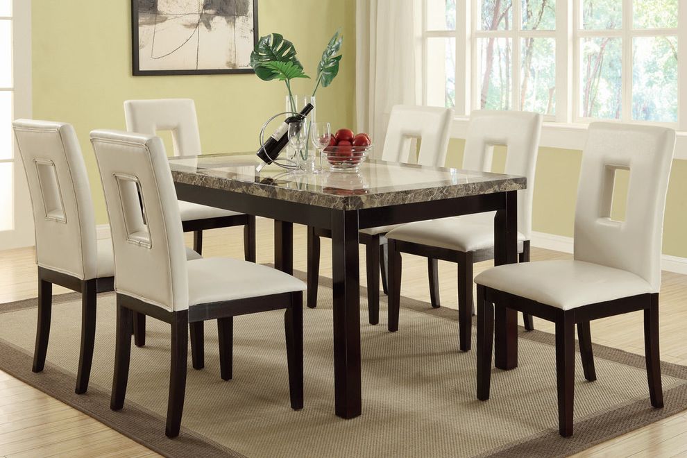 Faux marble top casual style dining table by Poundex