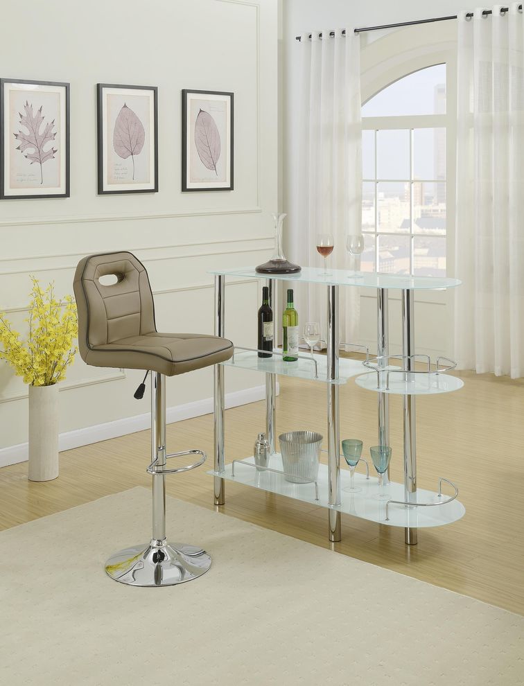 Bar stand with white frosted glass inserts by Poundex