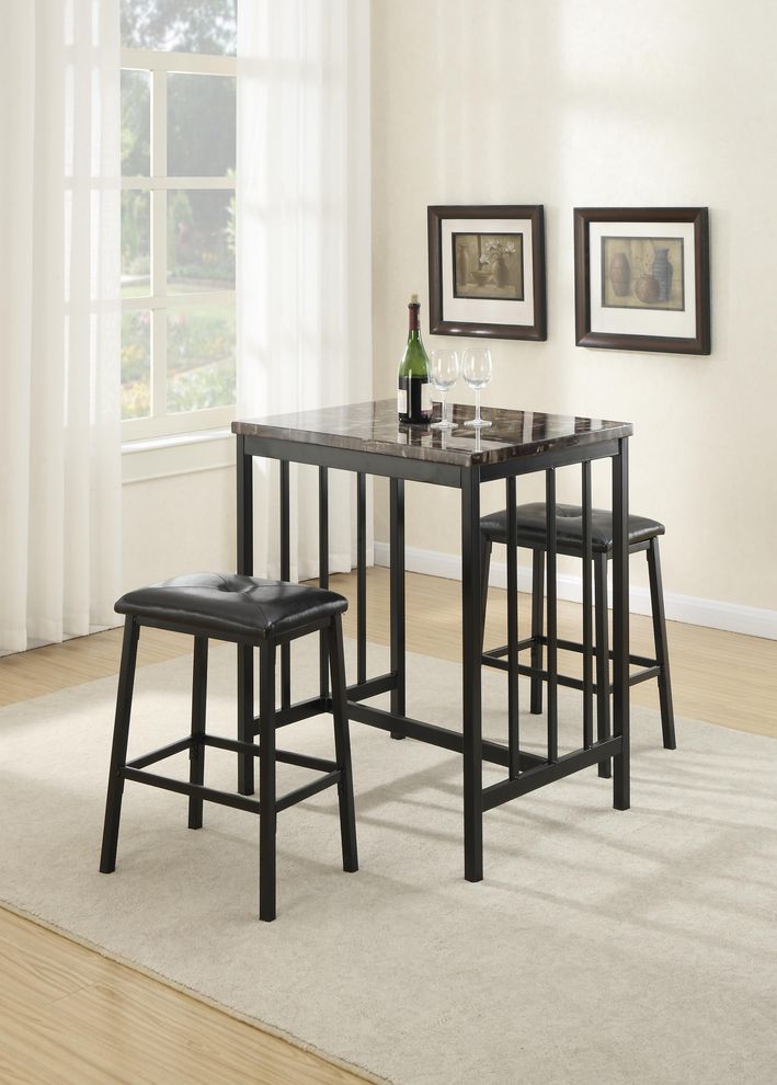 Table + 2 Stools counter height 3pcs set by Poundex