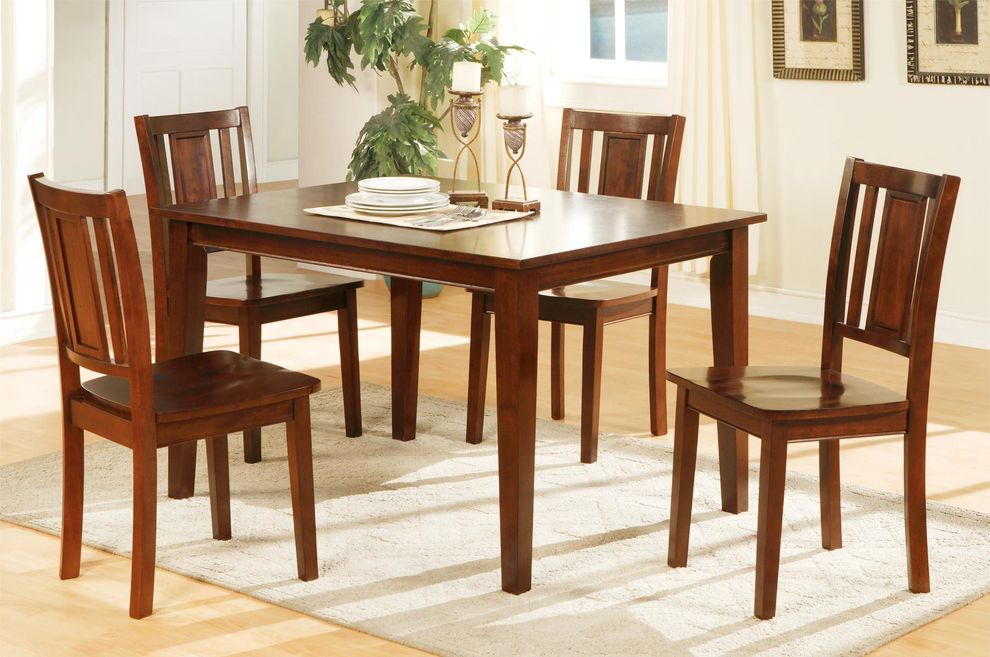 Cherry wood finish 5pcs casual style dining set by Poundex