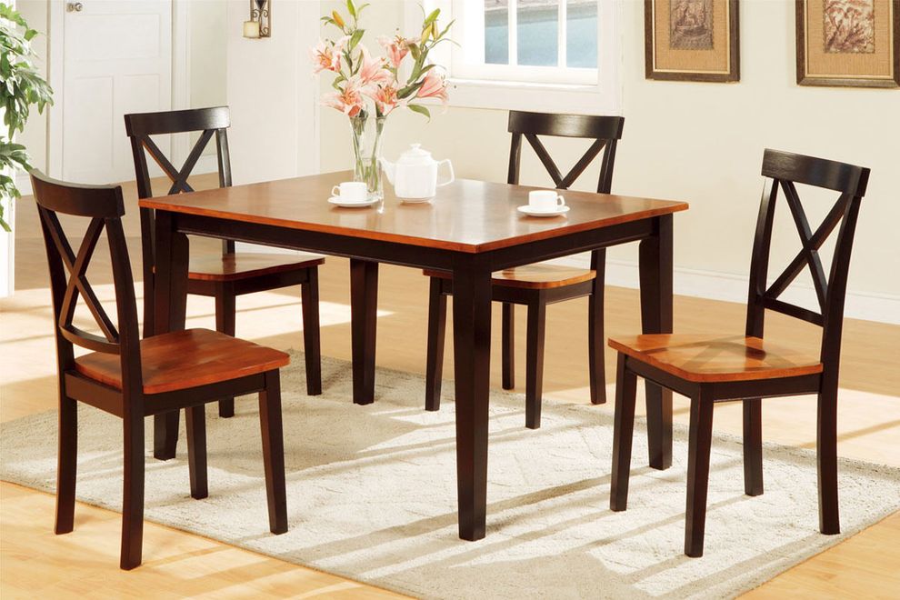 5pcs cherry/oak casual dining table set by Poundex