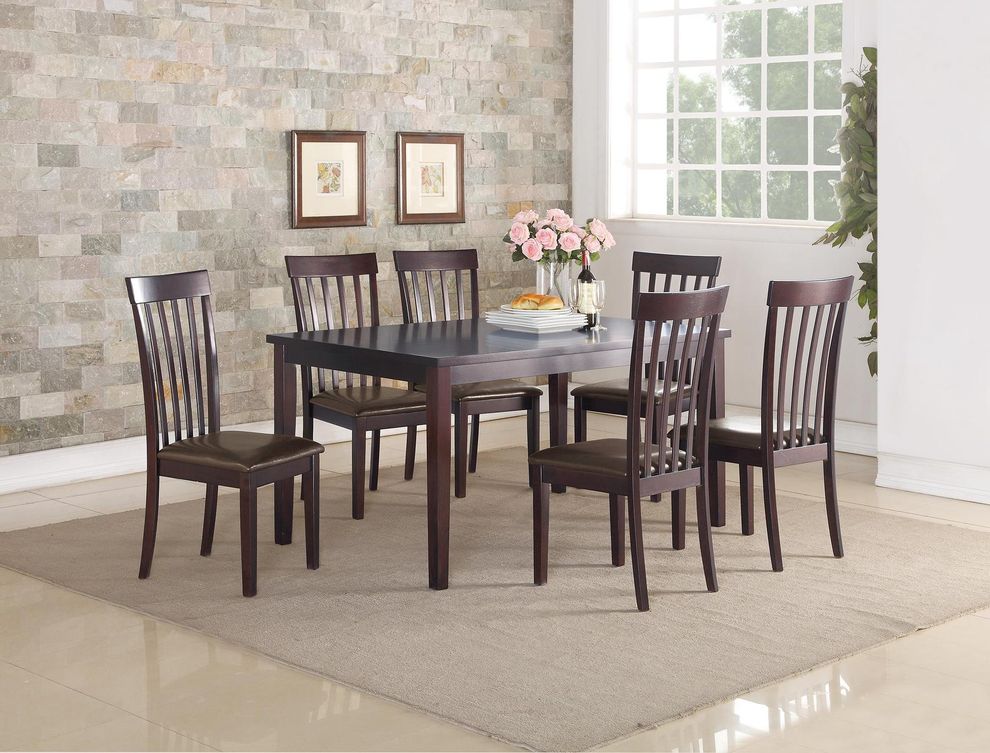 7pcs dining table and chairs set in merlot finish by Poundex