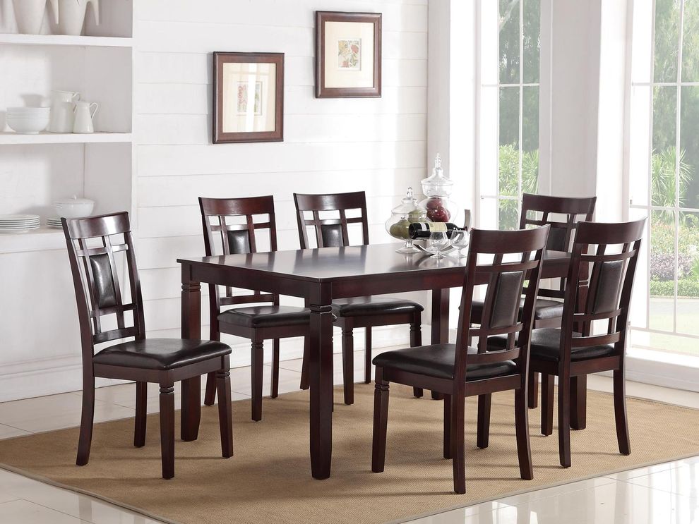 7pcs espresso finish casual style dining set by Poundex