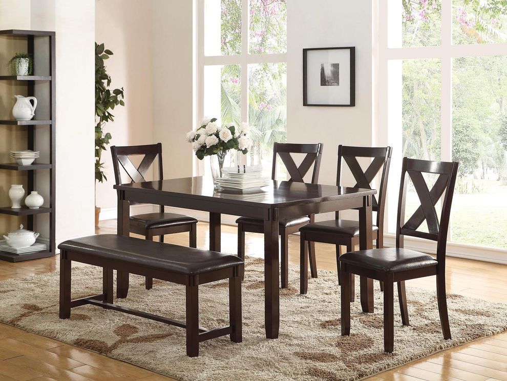5pcs dining table set with x-shaped back chairs by Poundex