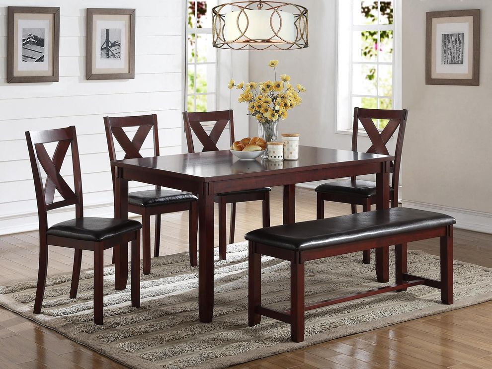 6pcs dining set in cherry finish by Poundex