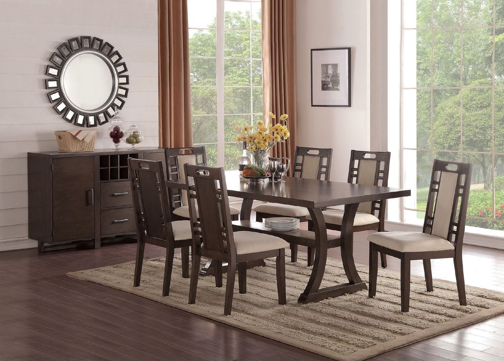 Casual family size dining table in brown finish by Poundex
