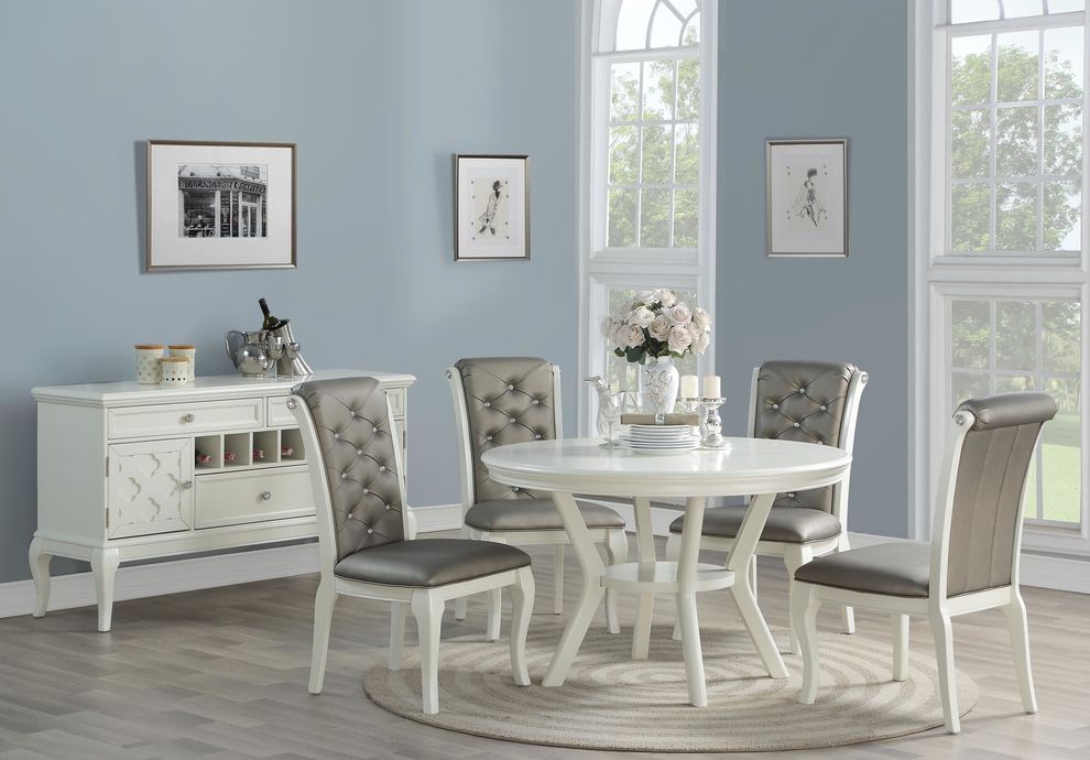 Round dining table family size in white by Poundex