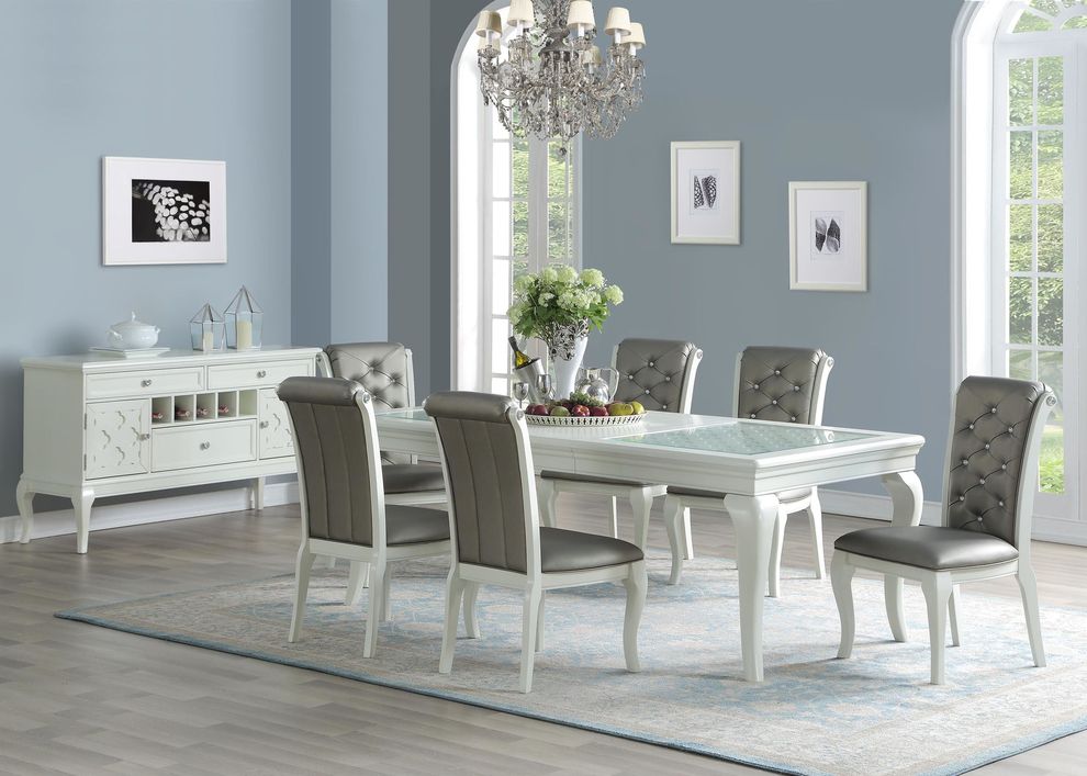 Rectangular dining table family size in white by Poundex