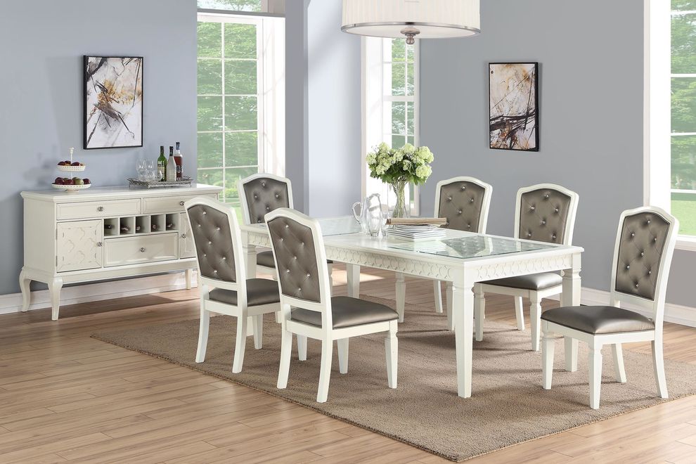 White birch veneer / rubberwood family dining table by Poundex
