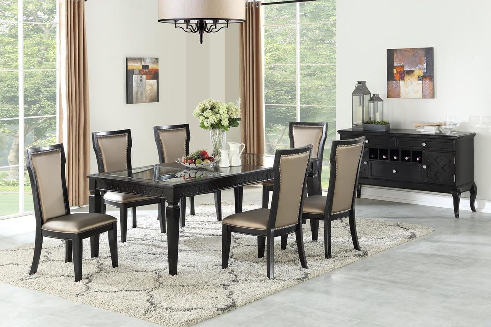 Black family size dining table w/ extension by Poundex