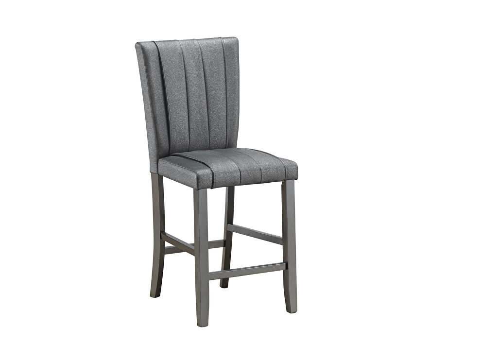 Fabric glitter gray upholstered counter height chair by Poundex