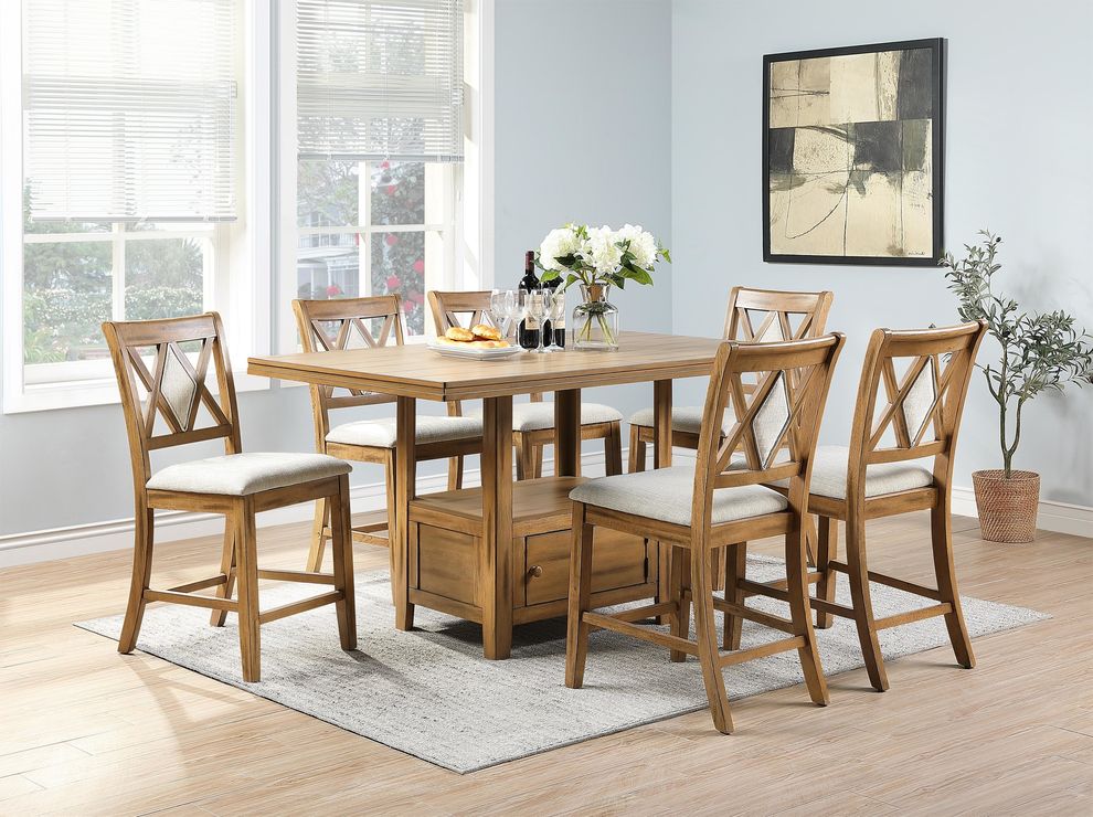 Light oak casual style dining table w/ drawer by Poundex