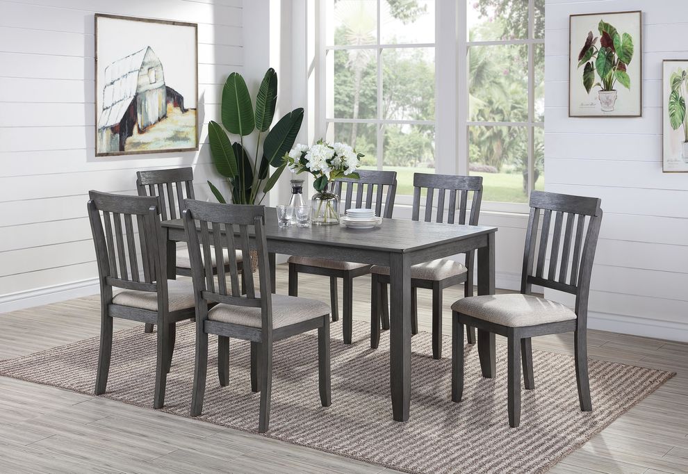 7pcs gray casual style table set by Poundex