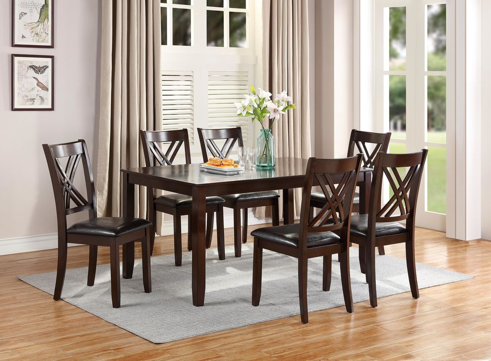 7pcs dark brown casual dining set by Poundex