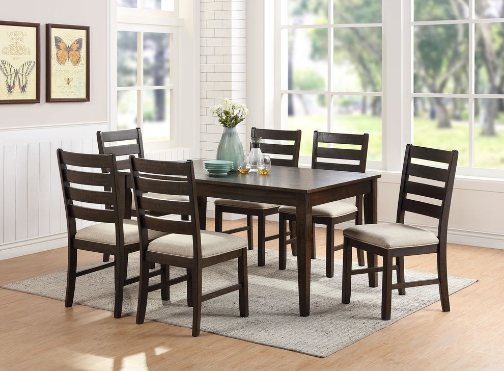 7pcs dark brown casual dining set by Poundex