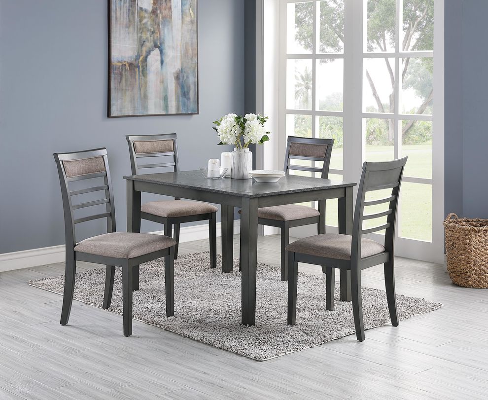 5pcs antique gray dining table set by Poundex