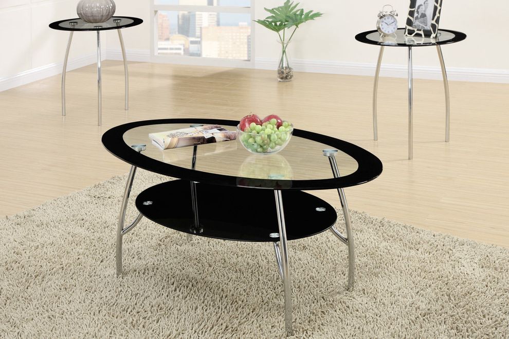 3pcs modern coffee table set w/ glass tops by Poundex