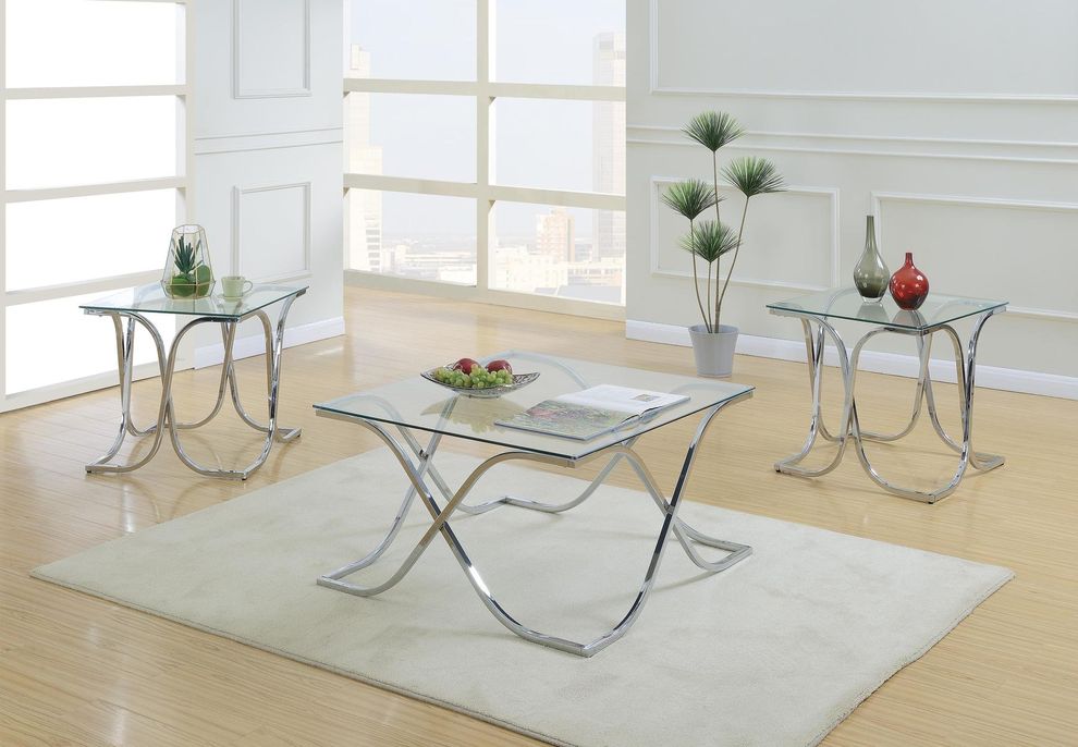 3pcs glass square top coffee table set by Poundex