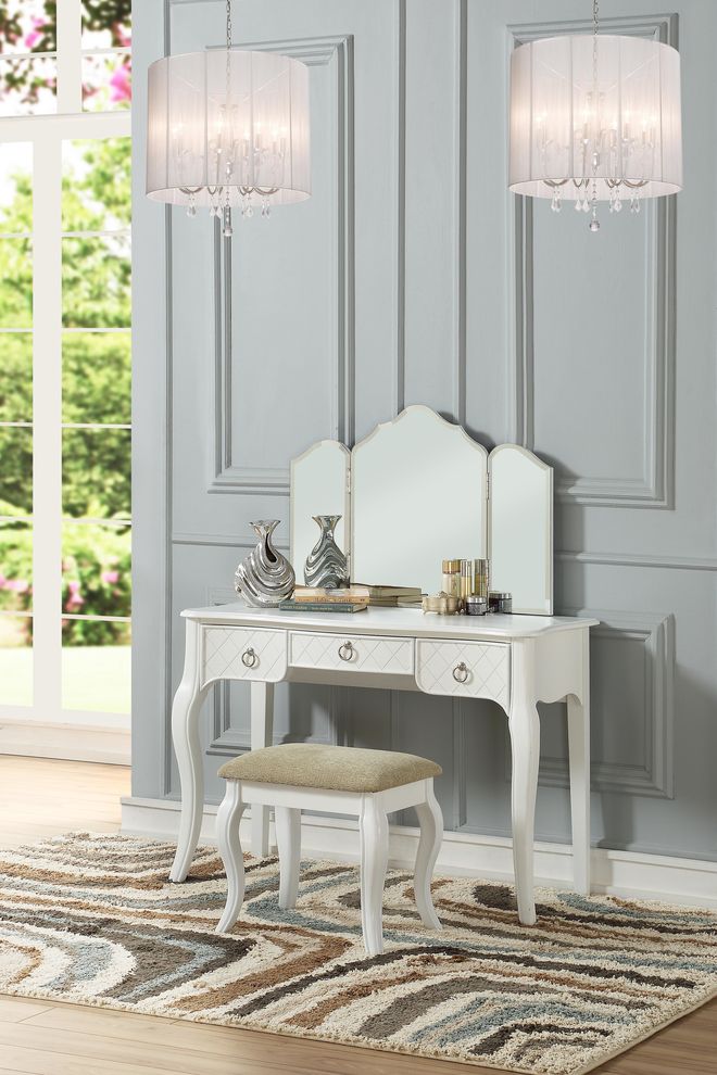 White vanity + stool set by Poundex