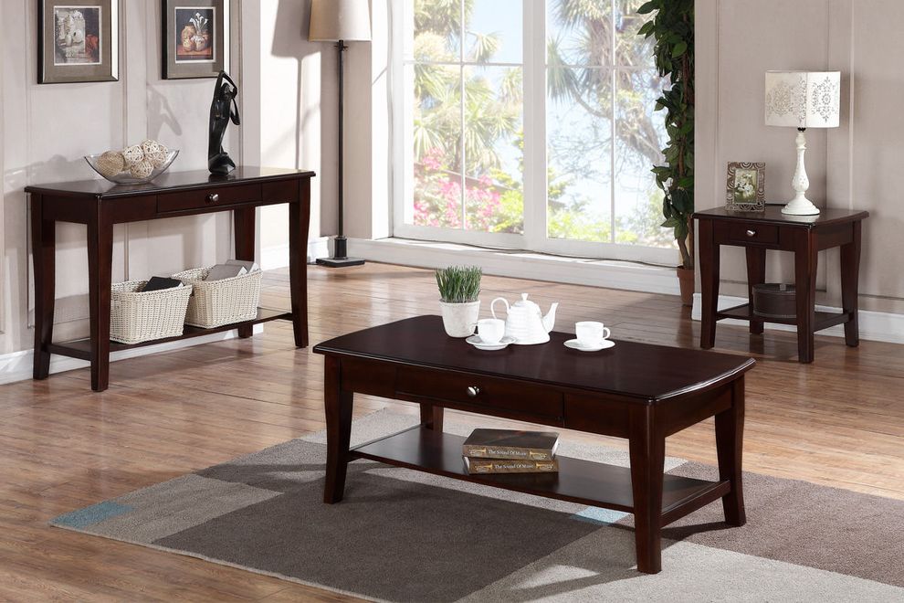 Wood coffe table in casual style by Poundex