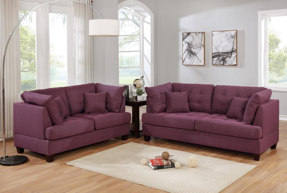 Purple polyfiber fabric 2pcs living room set by Poundex