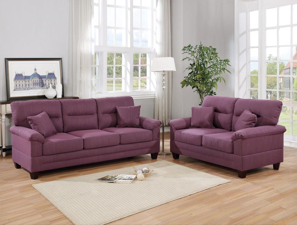 Linen fabric 2pcs sofa and loveseat set by Poundex