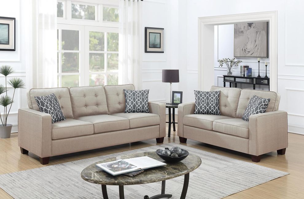 Glossy polifiber 2pcs living room set by Poundex