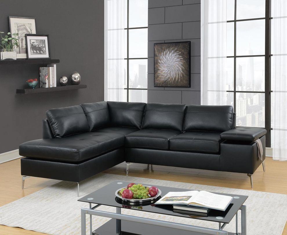 Breathable leatherette 2pcs reversible sectional sofa by Poundex