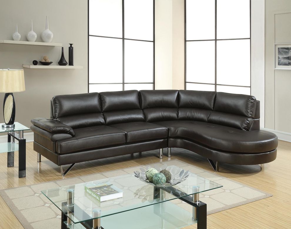 Breathable leatherette 2pcs sectional sofa by Poundex