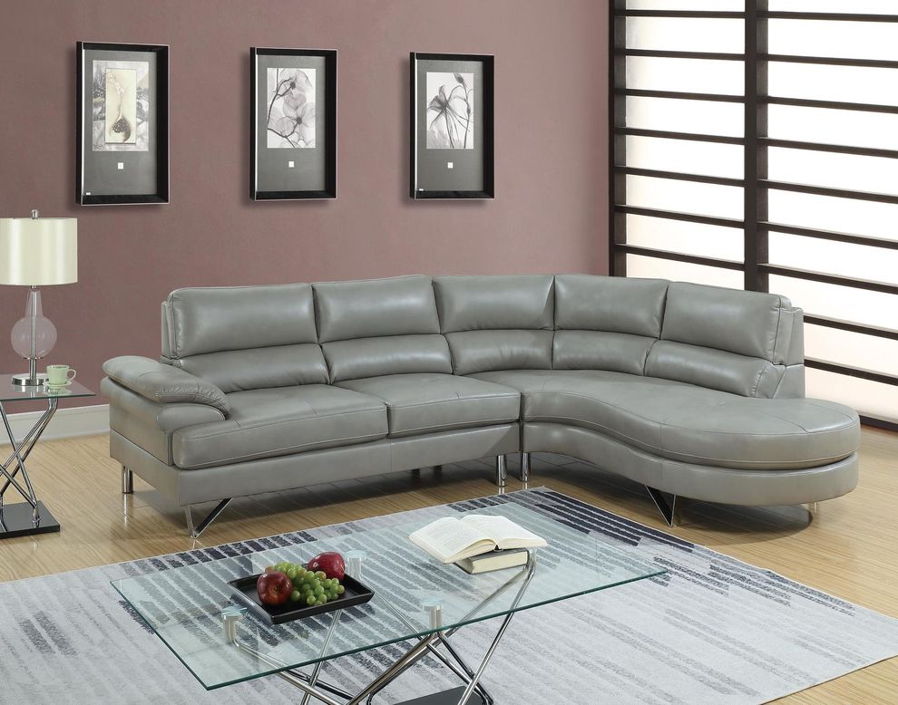 Breathable leatherette 2pcs sectional sofa by Poundex